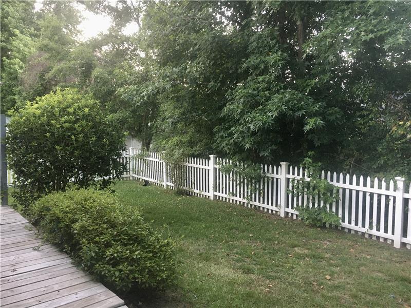 Backyard with wooden deck