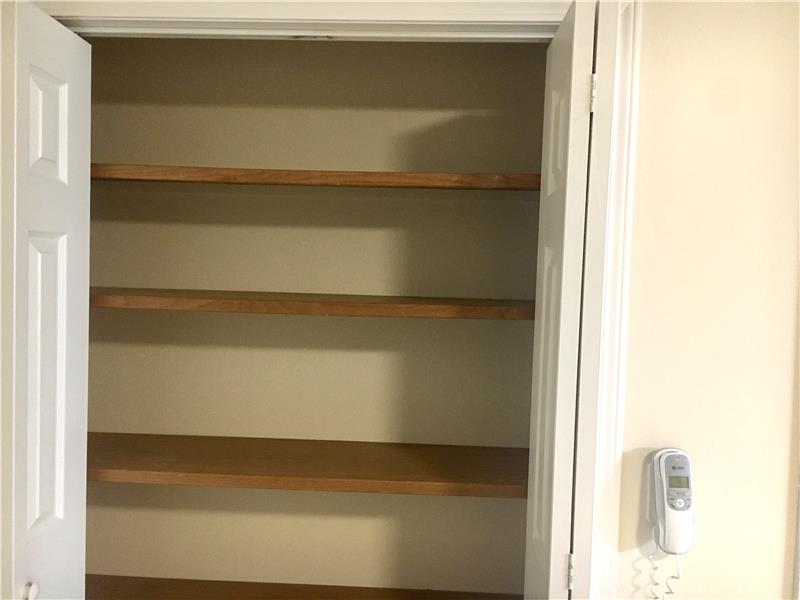 Pantry with wooden shelving