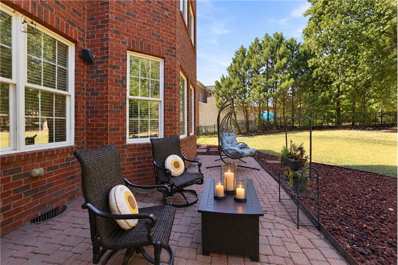 Brick paver patio provides room for comfortable seating, space to relax or visit with friends.