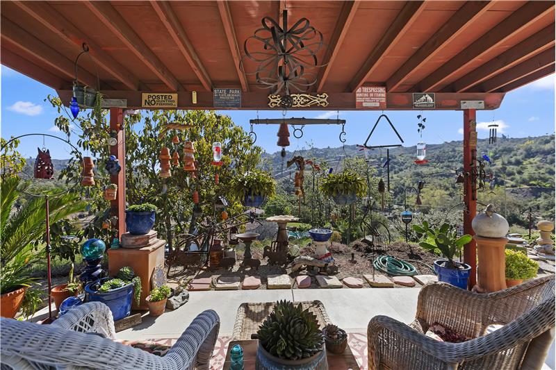 panoramic views from covered patio offer living room