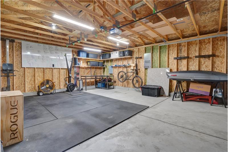 Garage with Built-In Lights and Storage