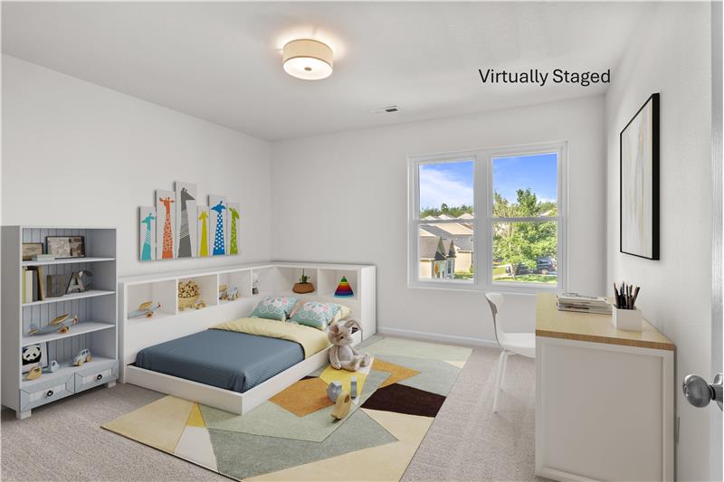 Virtually staged additional bedroom on second floor