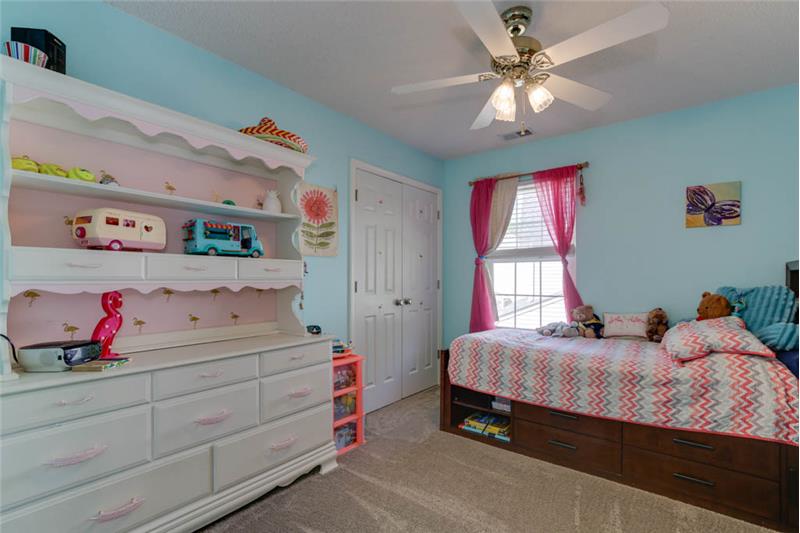 3rd bedroom of floor, large closet and ceiling fan