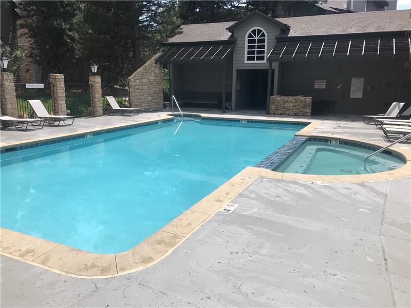 Swimming pool and 101-degree hot tub