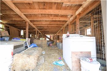 Inside barn with loft