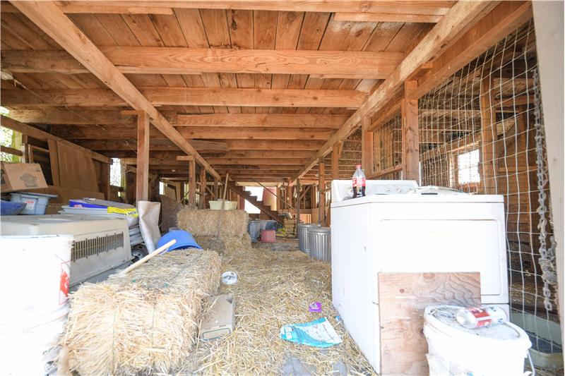 Inside barn with loft