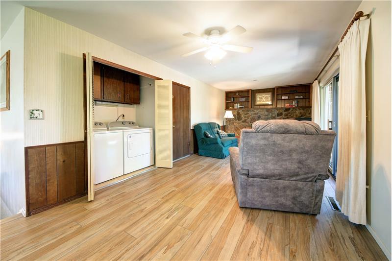 Main Level Laundry Closet with Shelf, and Washer/Dryer that Stay