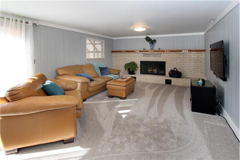 Lower level family room with new carpet!