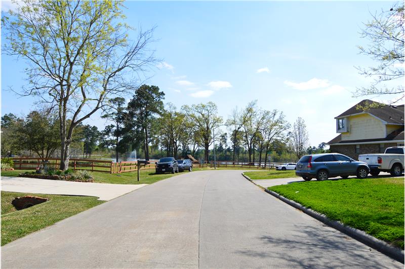Street view and walking distance to the community park and lake.