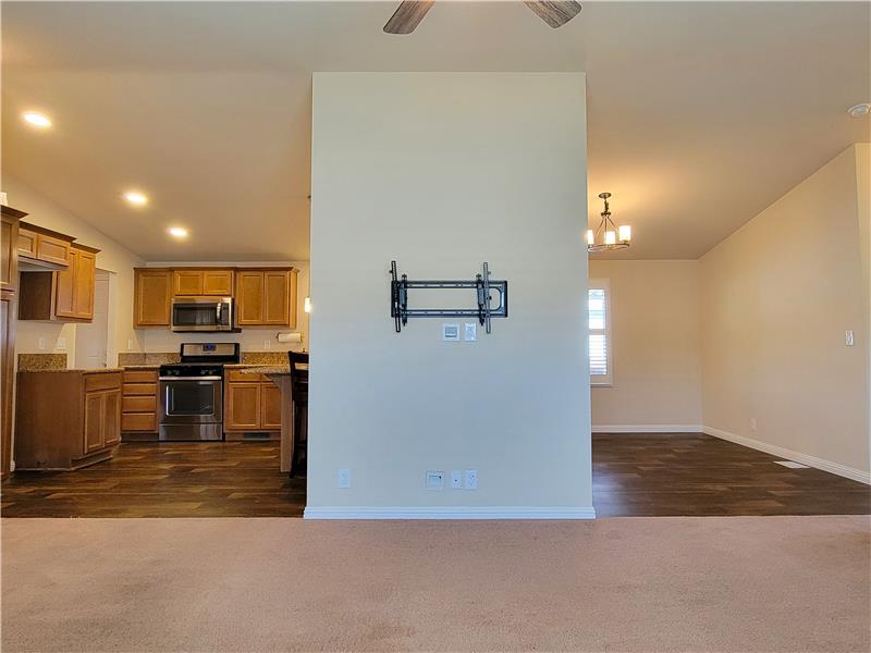 Plug N Play:  TV prep w/raceway to TV mount!  No wires!!