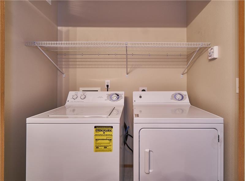 Full Sized Washer and Dryer is Upstairs in the Second Bathroom. Both are included for the New Buyer.
