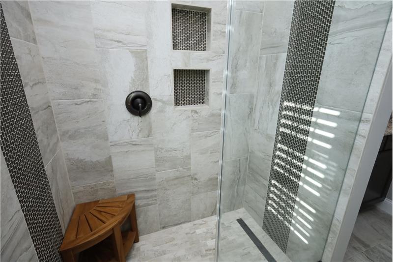 Shower Seat & Beautiful Tile