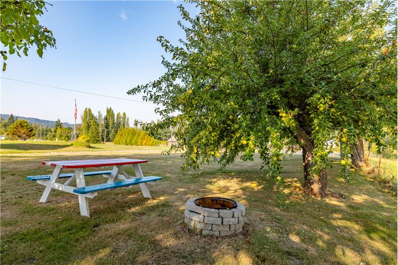 Firepit under the fruit trees