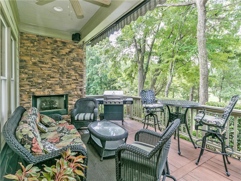 Stacked Stone Outside Fireplace on the CoveredPorch!