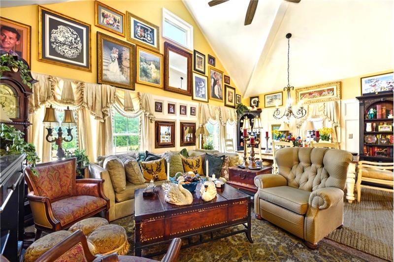 cathedral ceiling living room