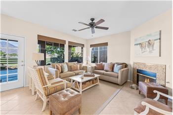 Comfortable Living Room with Fireplace and Views