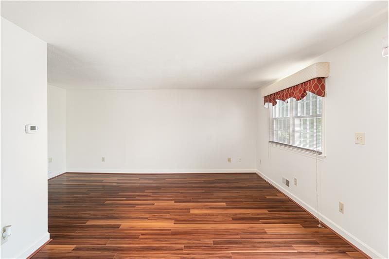 Living Room with Cherry Flooring