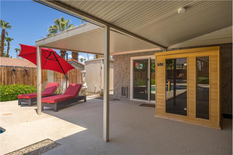 Covered patio and sauna unit