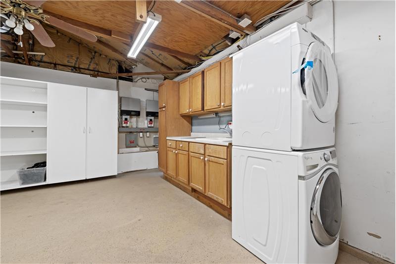 Laundry in the finished garage