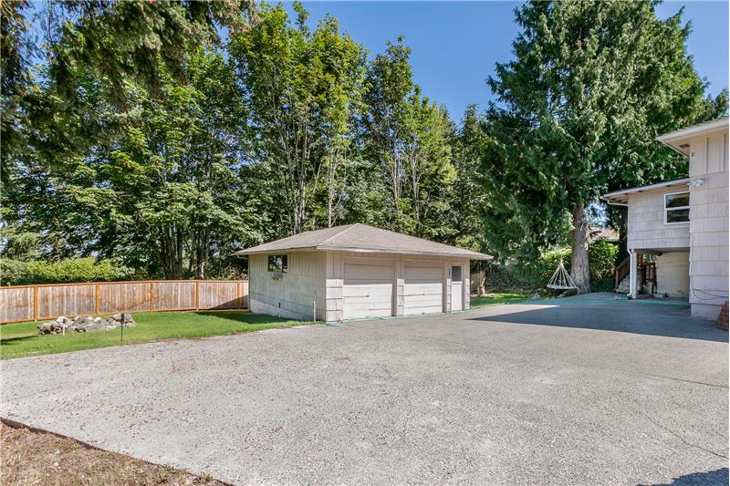 2 Car detached garage with lots of extra paved space!
