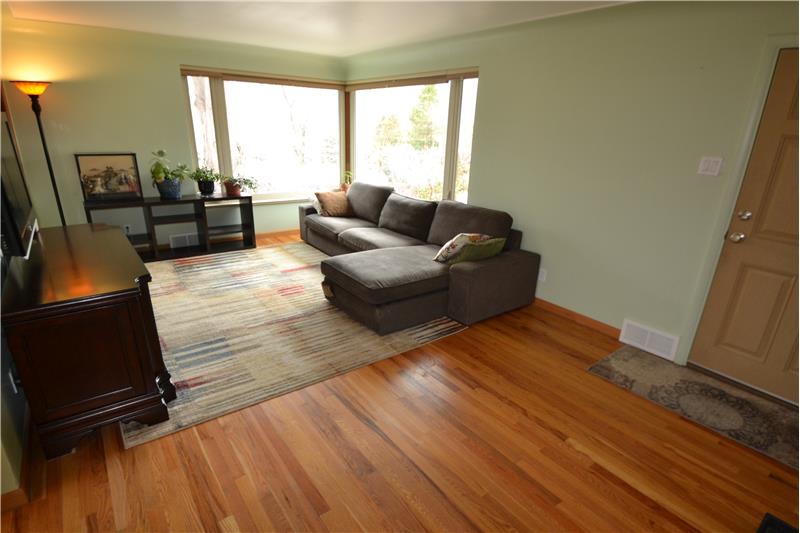 Living room - refinished hardwood floors throughout