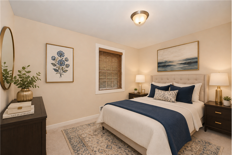 Virtually staged 2nd bedroom shows generous sizing for a 2nd bedroom!