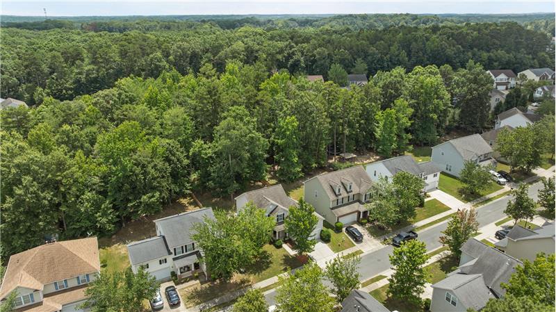 Aerial view of Early Rise Avenue against the backdrop of mature trees