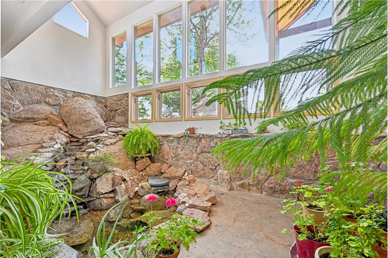 Water feature viewed from door to family room