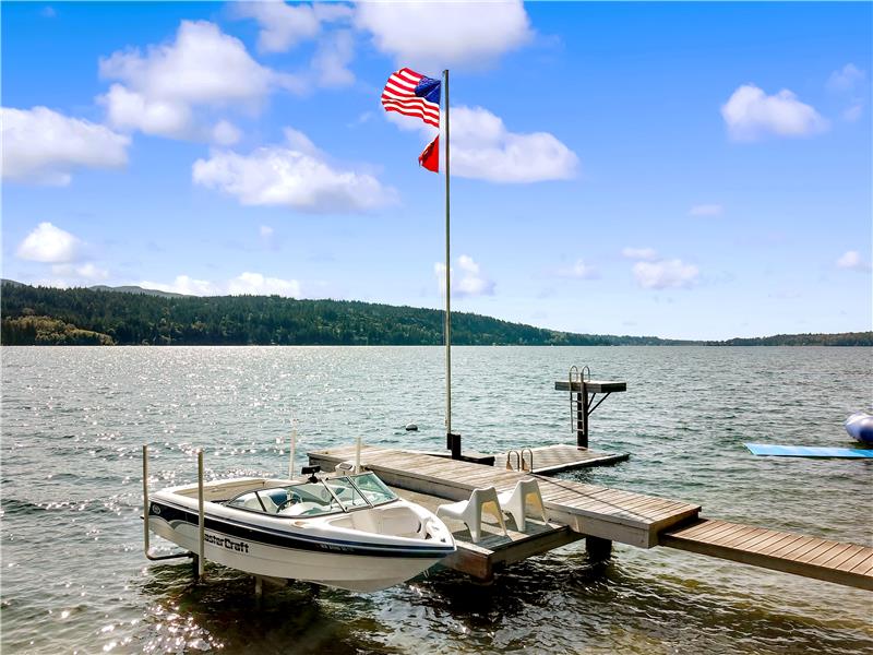 Private Dock with boat lift, swimming dock and diving platform