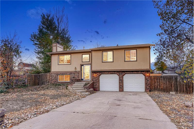 Sunset view of the front of the home