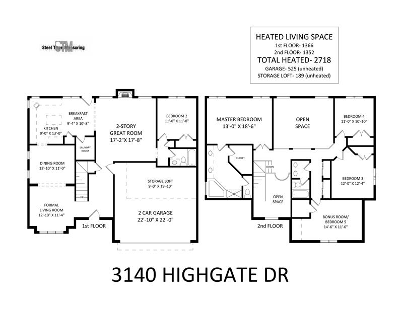 Floor plan: 3140 Highgate Drive