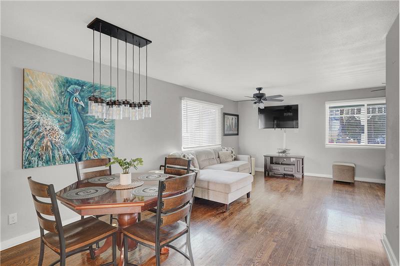 View of the Dining Room and Living Room