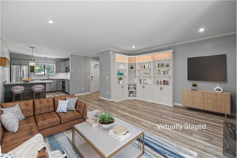 Open sight lines from living room to kitchen