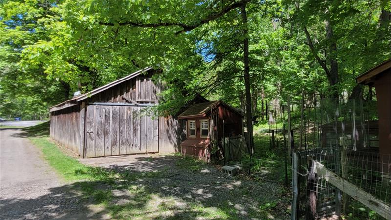 Chicken coops located next to the cottage