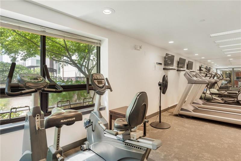 The on-site fitness room provides a convenient way to stay in shape without leaving the building.