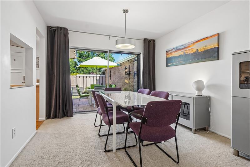 Dining room with patio beyond