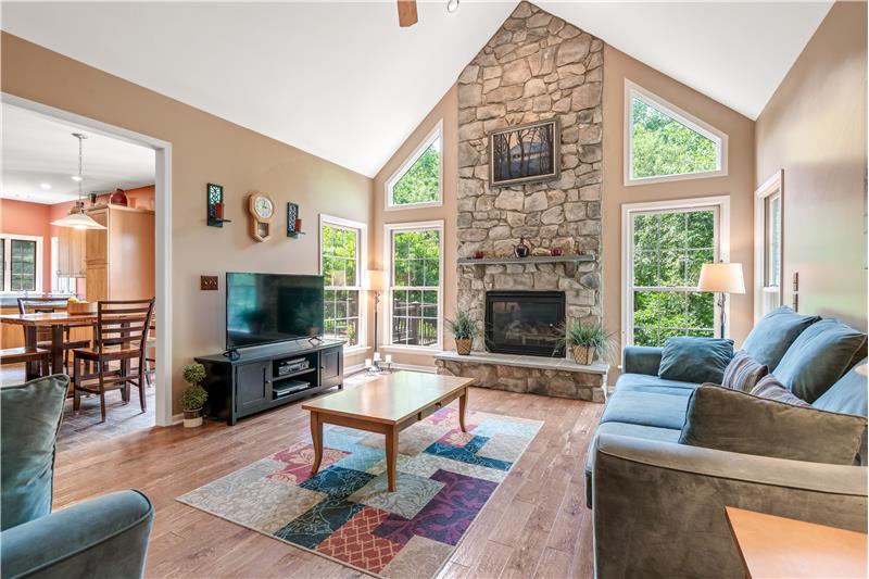 Stone Fireplace in Living Room