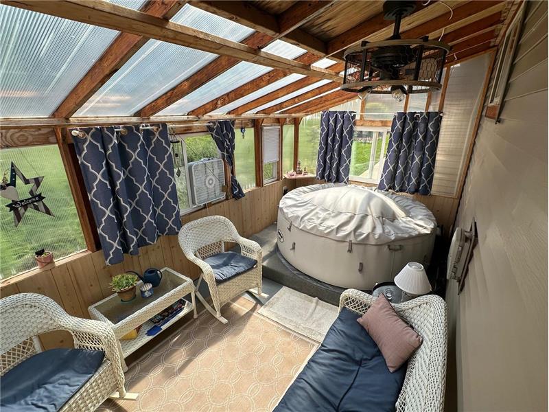 Sunroom and hot tub