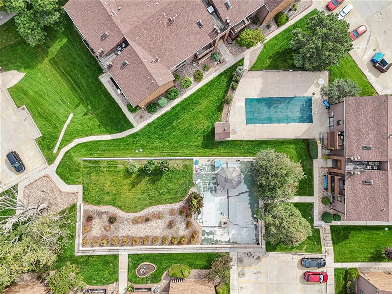 Aerial view of community swimming pool