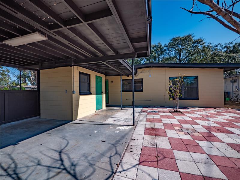 Back Patio with view of Laundry Room