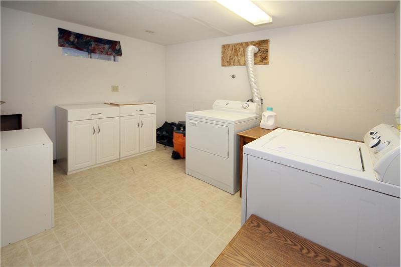 Basement laundry room/storage area