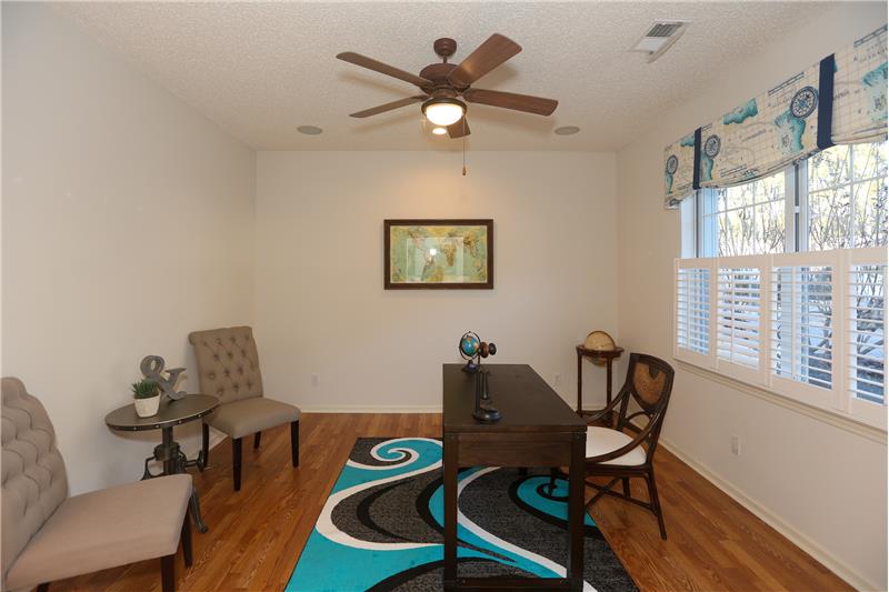 The office/den can be used as extra guest space or 3rd bedroom, just add French doors.