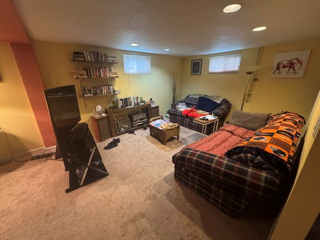 Reverse view of basement family room