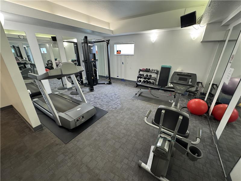 Fitness equipment in ladies' locker room