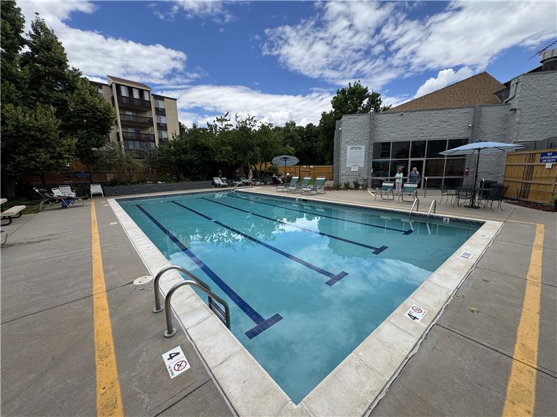 Outdoor pool in park setting