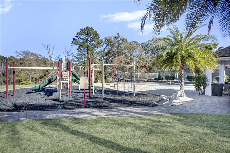 Volleyball and kids play area at the amenity center