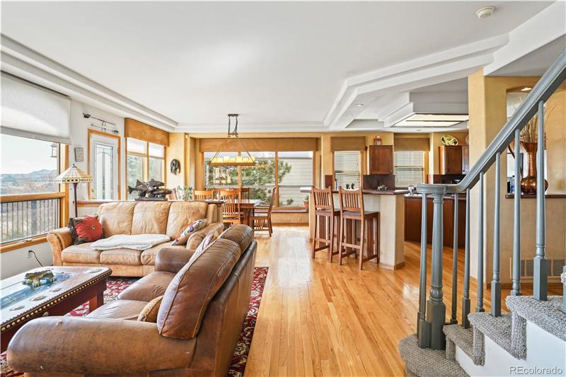 Family Room with Eat-In Kitchen beyond