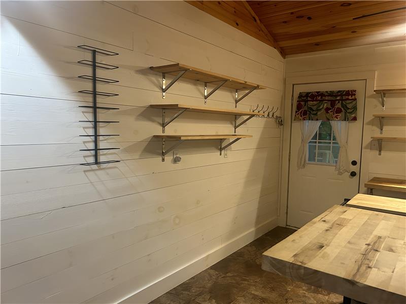 Open shelving in kitchen