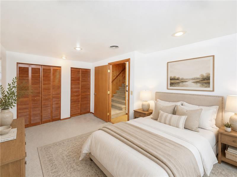 One of two lower-level bedrooms - virtually staged