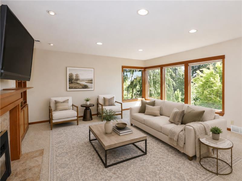 Living room virtually staged